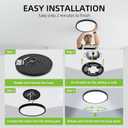 hykolity 12 Inch Selectable CCT LED Round Flat Panel Light, 24W 3000K/4000K/5000K, Edge-Lit Flush Mount Ceiling Light Fixture for Kitchen, Bedroom, Laundry and Closet RoomBlack