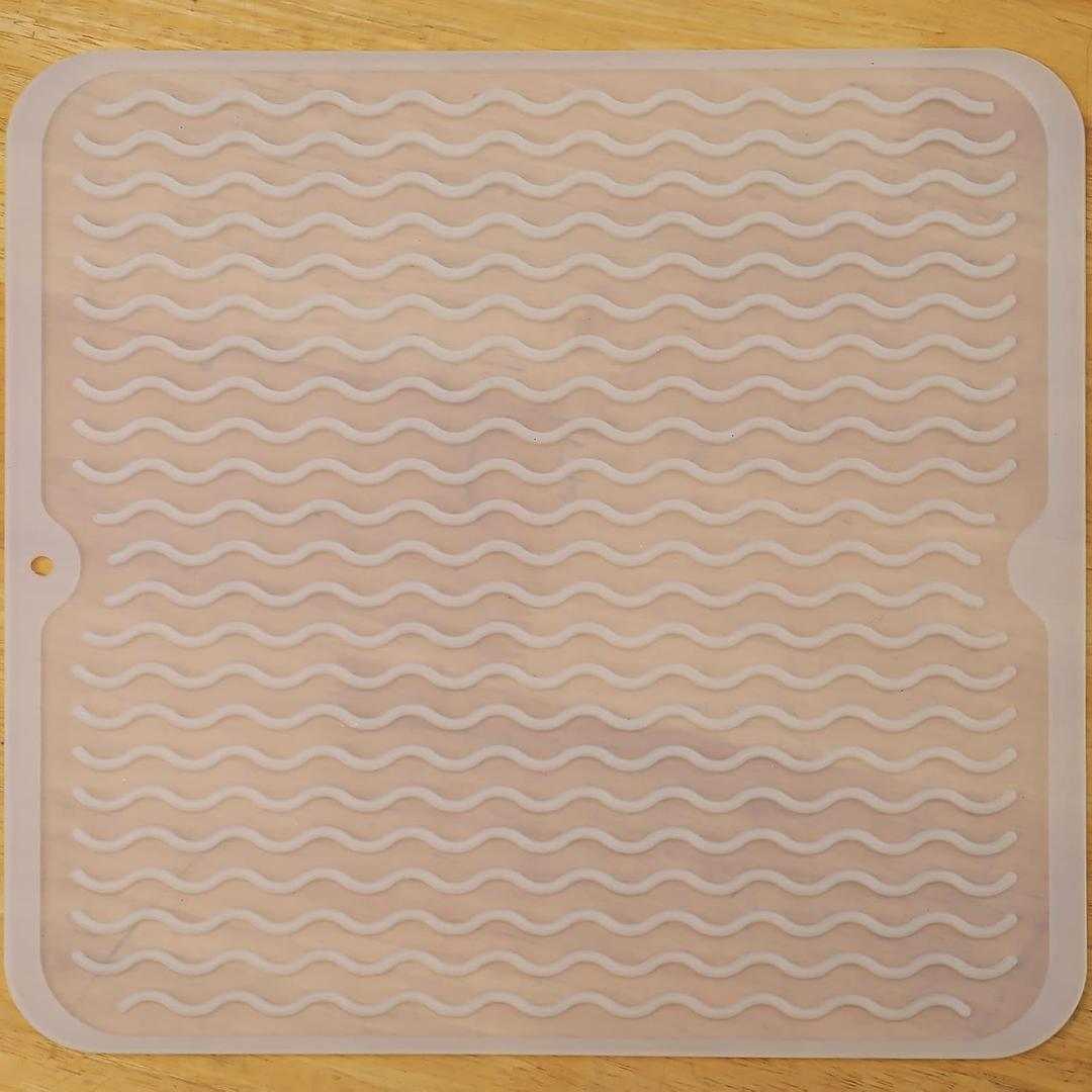 MicoYang Silicone Dish Drying Mat for Multiple Usage,Easy clean,Eco-friendly,Heat-resistant Silicone Mat for Kitchen Counter or Sink,Refrigerator or Drawer liner Translucent M 12 inches x 12 inches