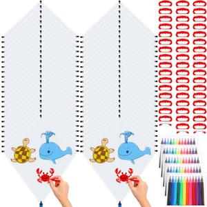 Libima 100 DIY Blank Kites for Kids Bulk Large Kite Making Kit Easy to Fly Set Party with Watercolor Pens and String Decorating Coloring Party Set for Craft Outdoor Games (Rhombus)