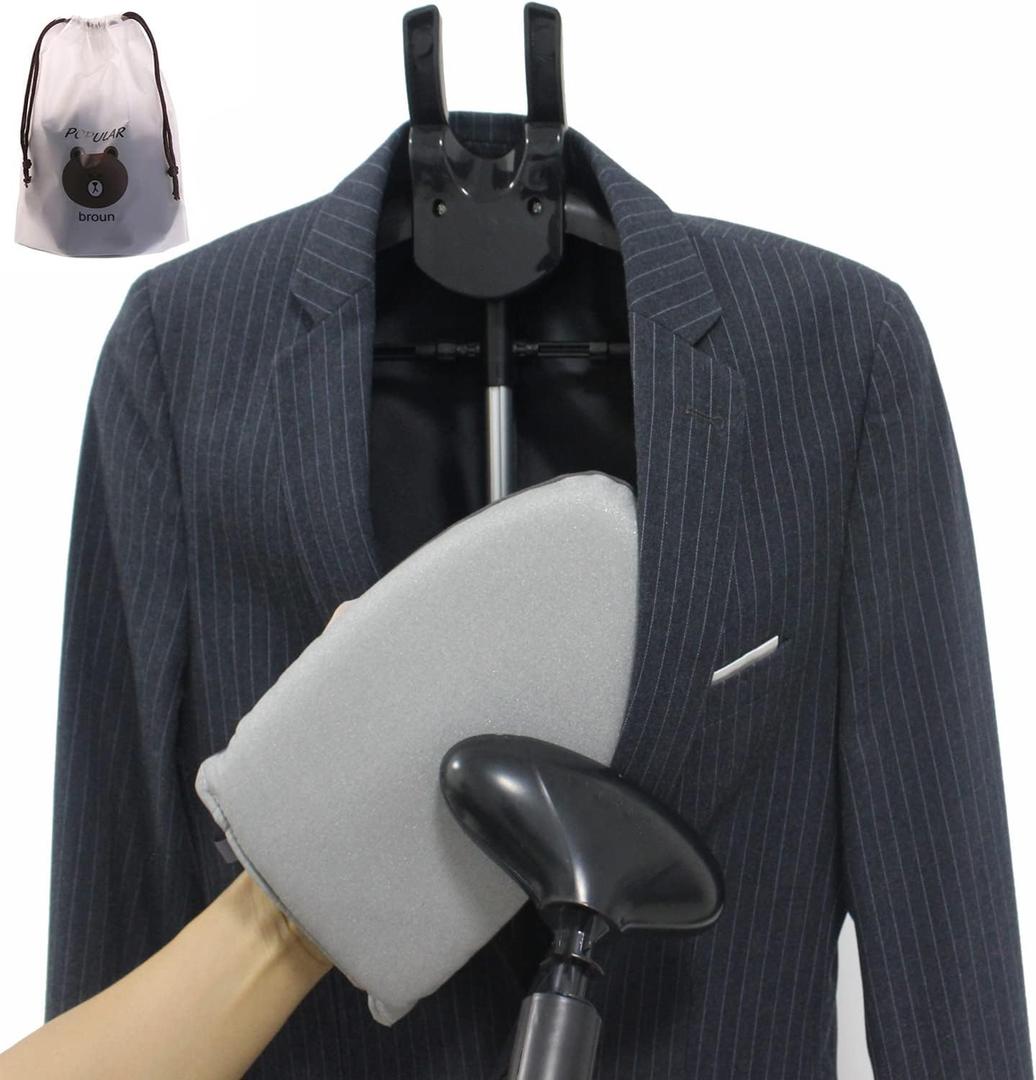 Garment Steamer Ironing Gloves with Finger Loop,Hanging Garment ironing machine board,Standing ironing machine,Anti steam gloves,Heat resistant clothing steam engine gloves (Grey)