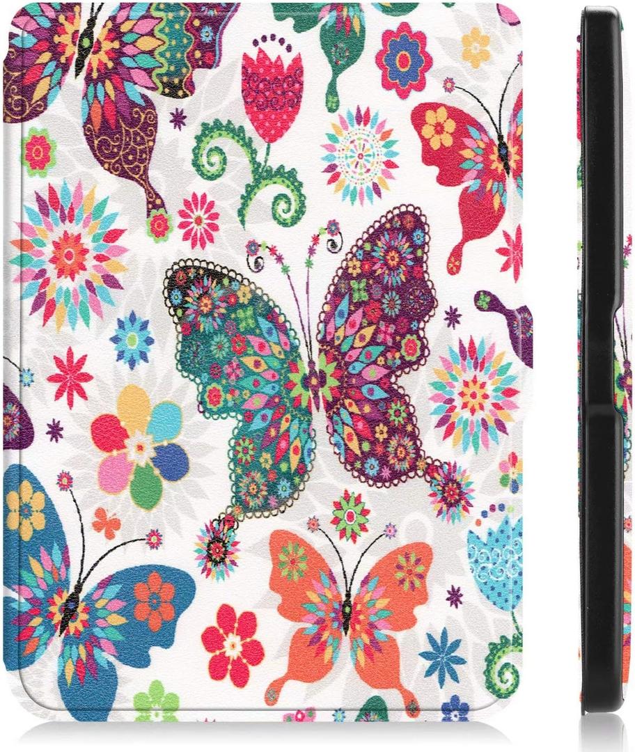 for Kobo Clara HD 6" Tablet Ultra Thin Slim Folio Sleep/Wake Up Leather Case Flip Smart Cover (Color Butterfly)