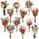 Layhit 12 Pcs Boho Dried Flower Bouquet Mini Wedding Handmade Dry Flowers Decor for Vase Crafts DIY Photo Boutonniere for Men Floral Plant for Bridesmaid Gift Birthday Decor(African Daisy)