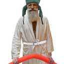 Funtery 3 Pcs Christmas Costumes Include Winter Faux Fur Green Trapper Hat White Robe Belt and Solid Orange Hose for Men Women Christmas Cosplay Party