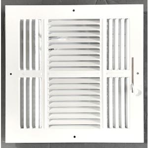 HBW 10"x 10" (Duct Opening Size) 3-Way Stamped Face Steel Ceiling/sidewall Air Supply Register - Vent Cover - Actual Outside Dimension 11.75" X 11.75"