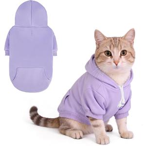 KOOLTAIL Dog Hoodie for Small Medium Dogs Cats, Soft&Warm Pet Sweater with Leash Hole and Pocket Boy Girl, Puppy Fall Winter Jacket Clothes, French Pitbull Cold Weather Coat Sweatshirt, Lavender XS