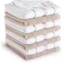KitchenAid Albany Dishcloth 8 Pack Set, Milkshake/White, 12"x12" (Small)