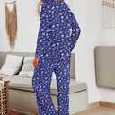 Ekouaer Women's Waffle Knit Pajama Sets Comfy Long Sleeve Lounge Sets 2 Piece Matching Pj Sets with Pockets (Blue, XL)