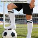 2 Pairs Kids Soccer Socks Boys Girls Striped Knee High Tube Socks Baseball Softball Uniform Over Knee Socks (White)