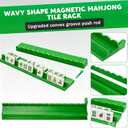 Upgraded Version,Mahjong Racks with Pushers,20 Inch,Wooden American Mahjong Tile Pushers and Racks Set of 4, with 4 Mahjong Racks Drawstring Bag, Mahjong AccessoriesGreen, 20 x 2.65 x 1.15 inches