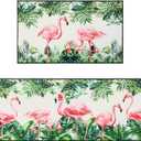 Bencailor 2 Pcs Kitchen Rugs and Mats Spring Summer Welcome Door Rugs Non Slip Washable Decorative Mats for Floor Door Home Bathroom Decor Gifts, 17 x 30 Inch and 17 x 47 Inch(Vivid Color,Nature)