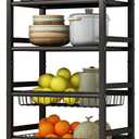 4-Tier Metal Rolling Cart with Removable Grid Shelves, Lockable Wheels & Handle for Kitchen, Bathroom, Office Storage, Black (Medium) (19.7 in)