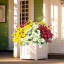 Aufind 12 Bundles Artificial Daisies Flowers Outdoor Fake Plants Fake Foliage Greenery Faux Plants for Graves Hanging Outside Planter Window Box Wedding Decoration