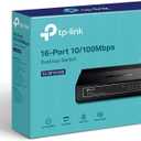 TP-Link 16 Port 10/100Mbps Fast Ethernet Switch , Desktop or Wall-Mounting , Plastic Case Ethernet Splitter , Unshielded Network Switch , Plug and Play , Fanless Quiet , Unmanaged (TL-SF1016D)