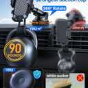 YRU True Military-Grade [360° Rotation Suction] 2026 Ultimate Car Phone Holder Mount 【90+LBS Safest Strongest & Patent Certs】 Dash Windshield Vent for iPhone 17 16 Pro Max Speaker Stands, Gloss Black