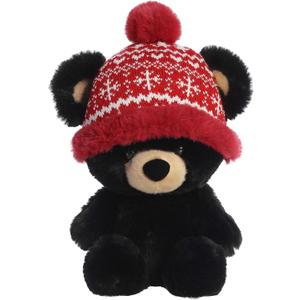 Aurora Festive Holiday Baby Bear Bucky Stuffed Animal - Seasonal Cheer - Heartwarming Gifts - Black 13 Inches