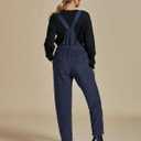 luvamia Sherpa Overalls for Women Loose Fit Winter Fuzzy Fleece Warm Bib Pocket Adjustable Jogger Baggy Overall Jumpsuit (Blue, M)