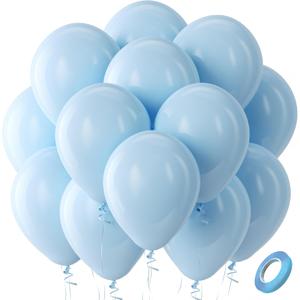 Bezente Pastel Blue Latex Party Balloons - 100 Pack 12 inch Round Helium Light Blue Baby Blue Balloons for Wedding Baby Shower Gender Reveal Birthday Party Decoration