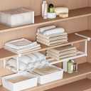 Under-Shelf Expandable Shoe Rack Organizer, White Metal, 40-70cm Width Adjustable, Cabinet Storage for Closet (1 Pcs)