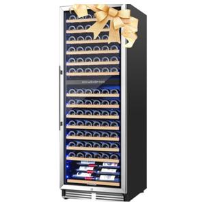 AAOBOSI 24 Inch Dual Zone Wine Fridge, 154 Bottles Large Wine Cooler Refrigerator，40-65°F Wine Refrigerator with Intelligent Temperature Memory，Freestanding Fridge for Home，Restaurant, Club