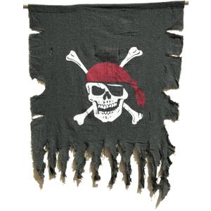 LANGXUN 2pcs Large Size 3ft x 2.5ft Retro and Weathered linen Pirate Flag for Halloween Decorations, Pirate Party, Kids Room Dcor (Black-1pcs)