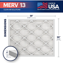 BNX TruFilter 20x25x1 Air Filter MERV 13 (2-Pack) - MADE IN USA - Electrostatic Pleated Air Conditioner HVAC AC Furnace Filters for Allergies, Pollen, Mold, Bacteria, Smoke, Allergen, MPR 1900 FPR 10