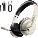 Wireless Headset with Mic for Work with AI Noise Cancelling Mic for Clear Calls, Bluetooth V5.3 Headphones with Microphone to USB A/C Dongle & Mic Mute for Computer Laptop PC iPhone (Apricot Black)