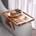Acacia Wood Couch Arm Tray,Folding Sofa Armrest Tray,Couch Arm Table Clip-On Couch Desk for Drinks, Snacks,Phone,Remote Control
