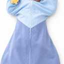 hahaland Sleep Sack, Arms-Up Swaddle, Blue, Newborns 5-8.5 lbs | HEART-SHAPED Sleep Sack with Self-Soothing Toys, Breathable 1.0 TOG Fabric, Quiet Two-Way Zipper, Roomy Leg Space