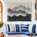 IOWER Macrame Wall Hanging for Bedroom Living Room Black Dip-Dyed Boho Wall Decor Cotton Modern Home Decor27 W x 19" L 