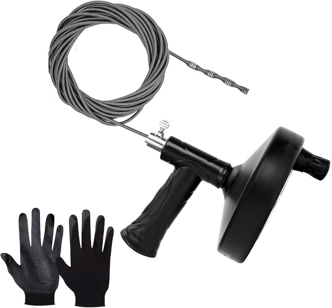 Drain Snake 25 Ft, Drain Auger Hair Clog Remover Heavy Duty Flexible Plumbing Snake Bathroom Kitchen Sink Cleaner Tools for Shower Bathtub Pipe