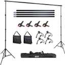 Photo Backdrop Stand, 10x9ft(WxH) Adjustable Photography Backdrop Stand, Aluminum Alloy Studio Photo Background Stand Support System for Party, Wedding, Photography, Advertising Display
