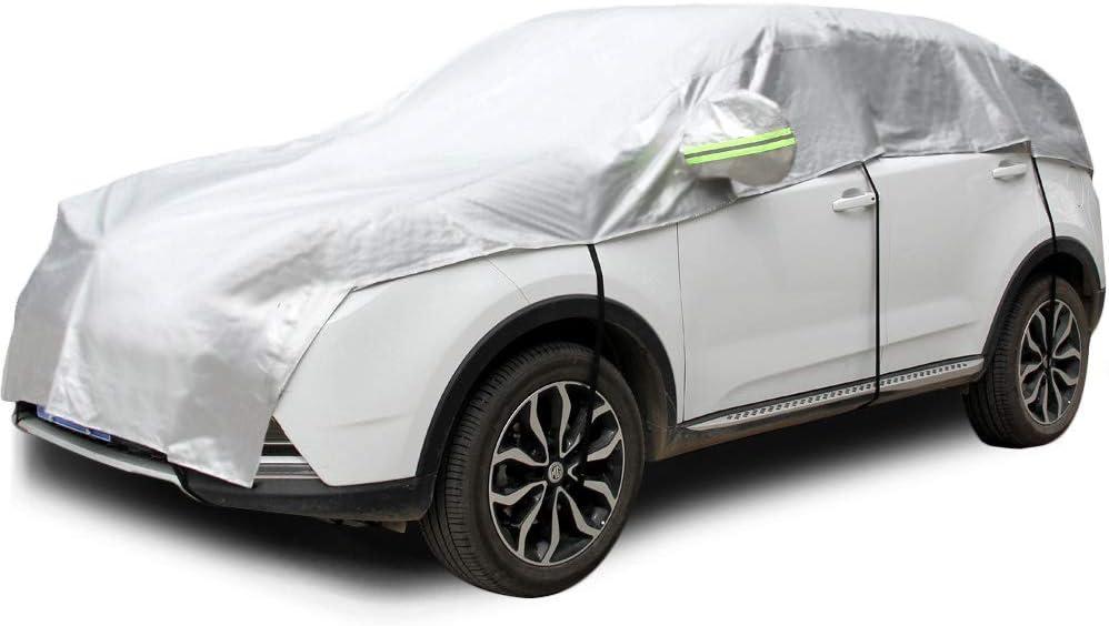 Half Car Cover All Weather Car Body Cover Sunshade Cover Snow Cover Waterproof Snowproof Universal 210D Oxford Fabric (Fit SUV Length 174'' to 189'')