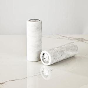 Lina&CO. White Marble Salt Shaker, Reusable Salt Dispenser, Multi-Purpose Marble Container for Salt, Paprika and Powdered Herbs, Home Kitchen or Dining Room, House Warming Gifts