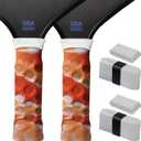 Pickleball Paddle Grip 2 Pack - 5.25" Enhanced Grips for Pickle Ball Grips with Vibration Reduction & Finger Support (Mix Orange)