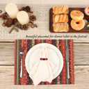 Bohemian Style Placemats Set of 6 Washable Table Mats Set 16x12 Inch Cotton and Linen Material Placemats Red