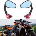 Universal Black Motorcycle Mirrors Bar End Side Mirror Compatible with Honda Scooter Suzuki Yamaha Kawasaki Victory Harley Davidson (Red-Arrow)