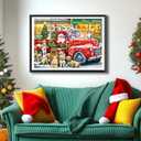 Christmas Puzzle Jigsaw Puzzles for Adults 1000 Pieces Red Truck and Dog, Santa Claus Toy Shop with Letters on Back No Dust for Holiday Party Family Fun Decor, Finished Size 27.5" x 19.7"