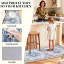Ileading Boho Kitchen Rugs Set of 3 Washable Kitchen Mats for Floor Non Skid Farmhouse Floor Carpet for Kitchen Hallway Laundry Room,Grey/Blue,20"x32"+20"x48"+20"x59"