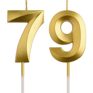 79th 97th Birthday Candles, Gold 97 79 Year Old Number Birthday Candles, Birthday Party Decorations Cake Topper Gifts for Men Women