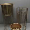24", 20", 16"H Deep Recessed Dome Gold Metal Planter with Elevated Caged Stand (3 Count)
