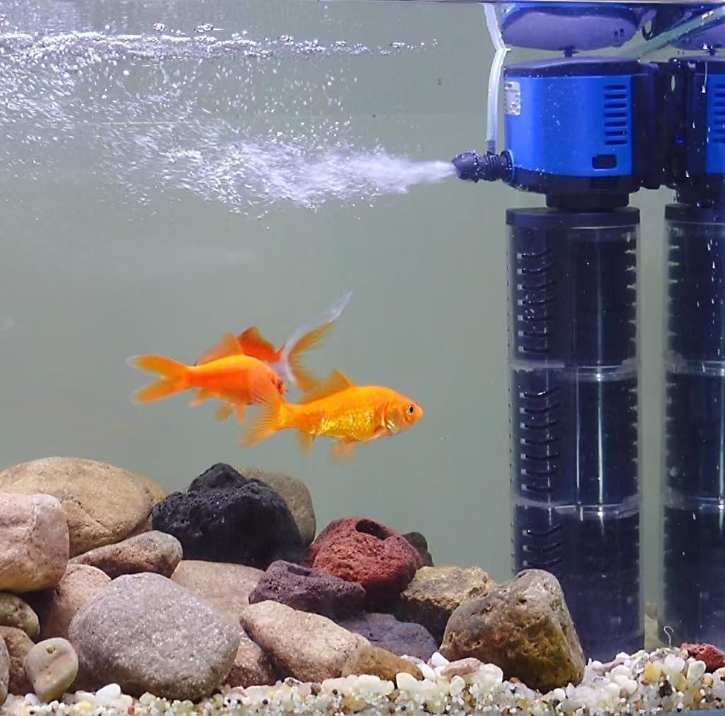 TARARIUM Aquarium Filter 260GPH for 30-75 Gallon Fish Tank, Biochemical Quiet Submersible Internal Filtration Powerful Pump Air Supply Wave Maker 4 in 1, Saltwater & Freshwater Crystal Clear