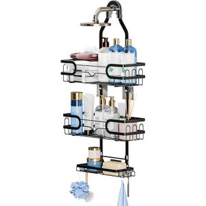 Shower Caddy Hanging, Shower Caddy Hanging Bathroom Shower Organizer, Long Bathroom Shower Organizer Hanger Rack with Hooks,Soap Holder
