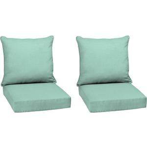Arden Outdoor Deep Seat Cushion Set, 2-Pack, 22x24, Aqua | Sofa, Couch, Conversation Set, Weather-Proof, Rain-Proof, Fade Resistant for Chair, Mold and Mildew Resistant