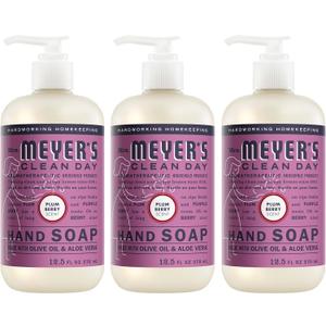 MRS. MEYER'S CLEAN DAY Liquid Hand Soap, Cruelty Free, Plum Berry Scent, 12.5 oz- Pack of 3
