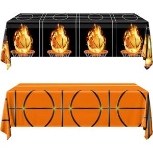 Basketball Party Decorations Tablecloth,2Pcs Basketball Tablecloth Basketball Plastic Table Cover for Sports Theme Basketball Birthday Party Decorations