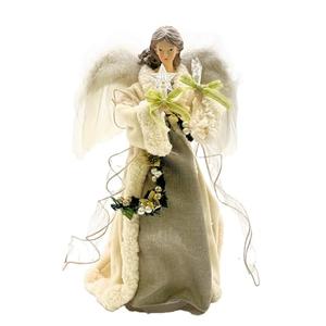 Kurt S. Adler 16-Inch UL 10-Light Ivory and Gray Angel Tree Topper