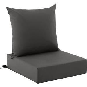 Zonamat Outdoor Cushions for Patio Furniture, Outdoor Seat Cushion Set 24 x 24 x 5.75 Inch, Waterproof & Fade Resistant Outdoor Chair Cushions, Deep Patio Chair Cushion with Removable Cover, Dark Grey