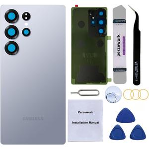 Rear Back Glass Replacement for Samsung Galaxy S25 Ultra 6.9-inches with Reparing Toolkit(Titanium Silverblue)