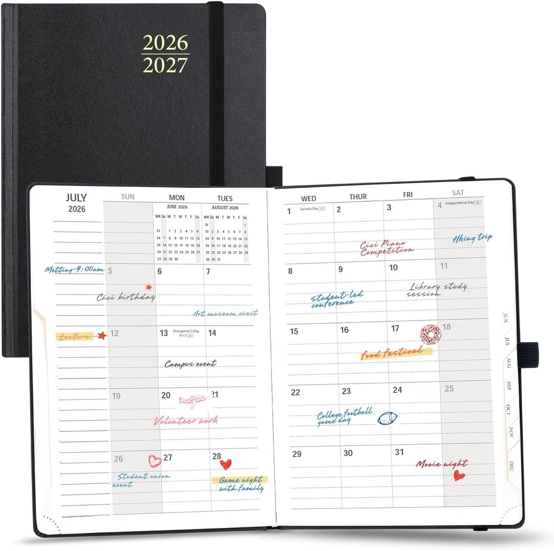 POPRUN Monthly Planner 2026-2027, 6.25" x 8.5", Academic Calendar Book