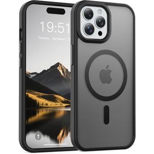 Temdan for iPhone 15 Pro Max Case [Compatible with MagSafe] [Military-Grade Drop Protection] [Anti-Fingerprint] [Anti-Scratch] Slim Silky-Soft Touch Translucent Matte Case 6.7 inch, Black
